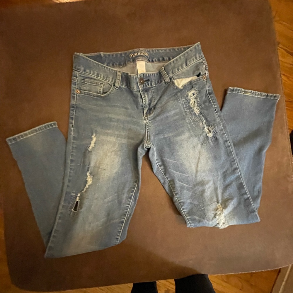 Maurices Light Blue Distressed Skinny Jeans
